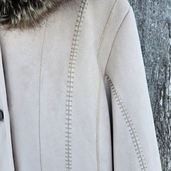 Vintage Penny Lane Coat 90s Y2K Size M Beige Faux Fur Faux Suede Boho - Picture 6 of 11